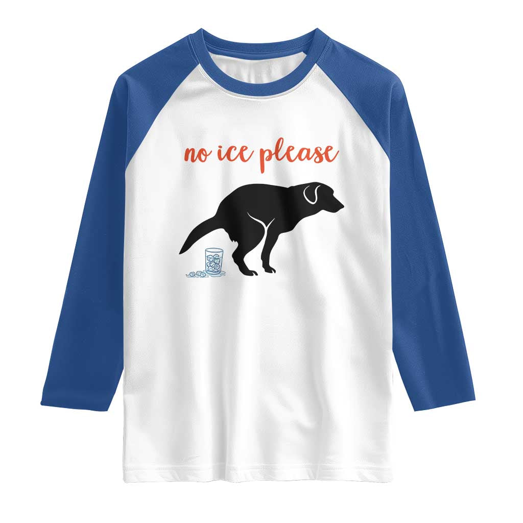 No Ice Please Raglan Shirt Funny Dog Anti ICE Meme TS14 White Royal Print Your Wear
