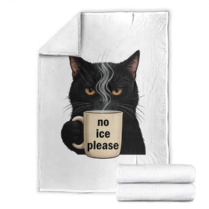 No Ice Please Throw Blanket Funny Black Cat Anti ICE Meme TS14 White Print Your Wear