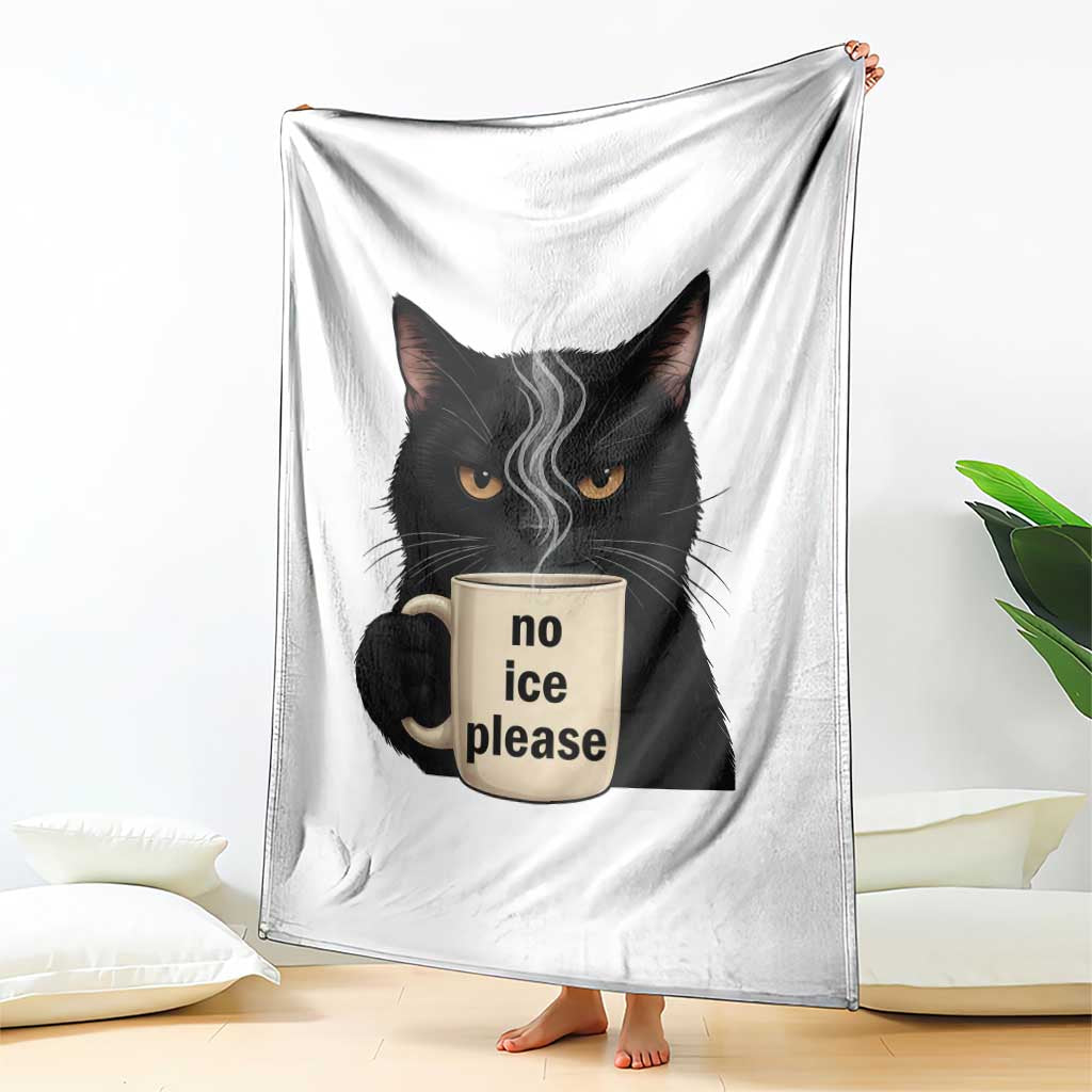 No Ice Please Throw Blanket Funny Black Cat Anti ICE Meme TS14 Print Your Wear