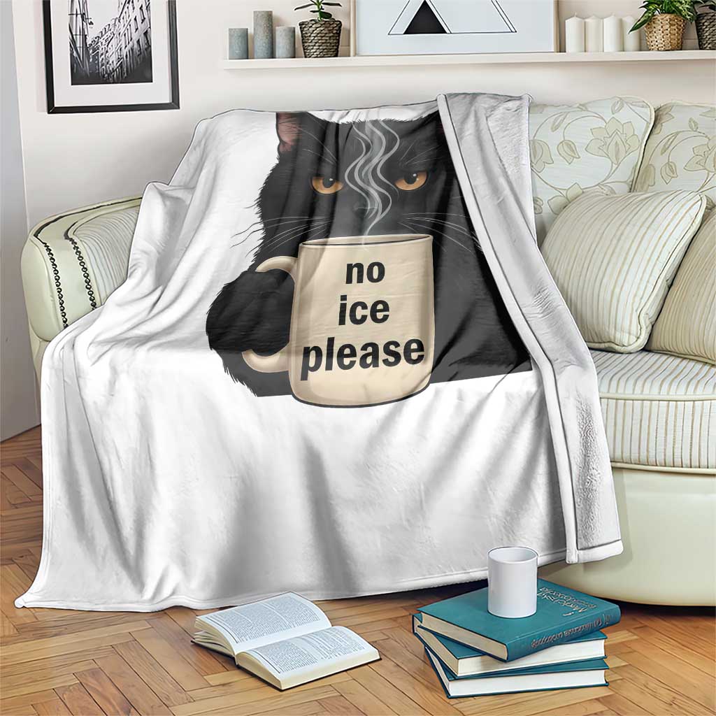 No Ice Please Throw Blanket Funny Black Cat Anti ICE Meme TS14 Print Your Wear