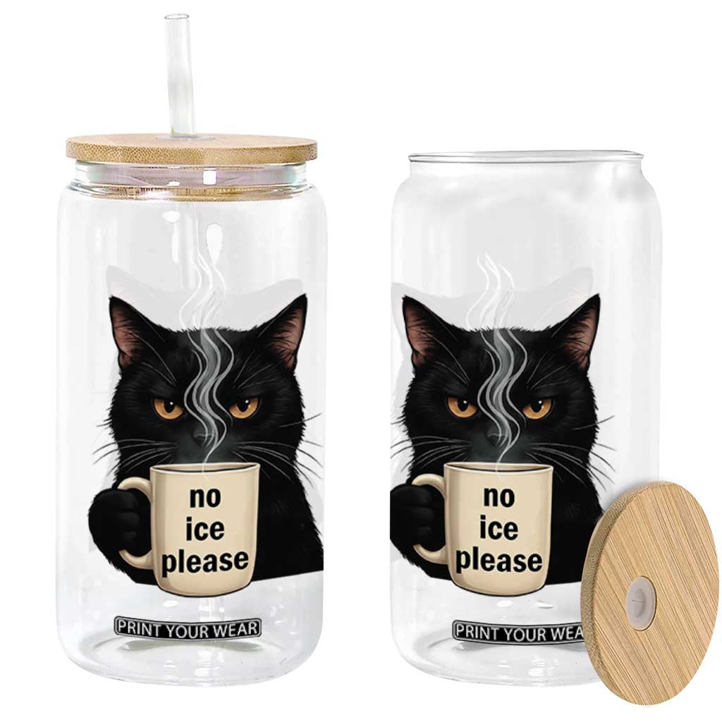 No Ice Please Glass Can Funny Black Cat Anti ICE Meme TS14 Print Your Wear