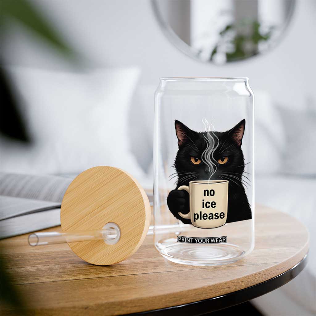 No Ice Please Glass Can Funny Black Cat Anti ICE Meme TS14 Print Your Wear