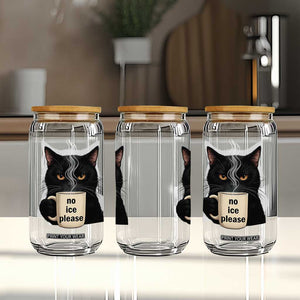 No Ice Please Glass Can Funny Black Cat Anti ICE Meme TS14 Print Your Wear
