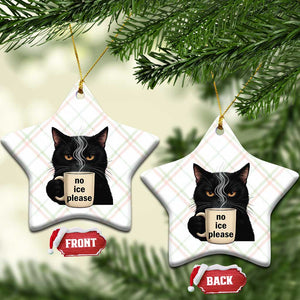 No Ice Please Ceramic Ornament Funny Black Cat Anti ICE Meme TS14 Print Your Wear