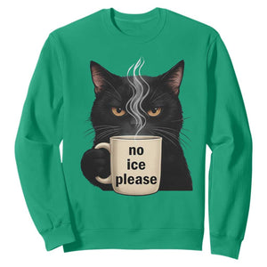No Ice Please Sweatshirt Funny Black Cat Anti ICE Meme TS14 Irish Green Print Your Wear