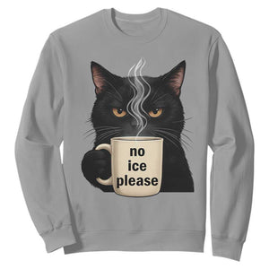 No Ice Please Sweatshirt Funny Black Cat Anti ICE Meme TS14 Sport Gray Print Your Wear