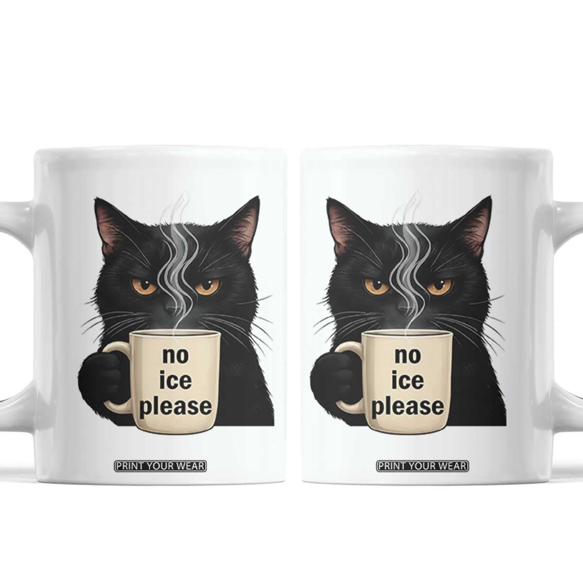 No Ice Please Coffee Mug Funny Black Cat Anti ICE Meme TS14 White Print Your Wear