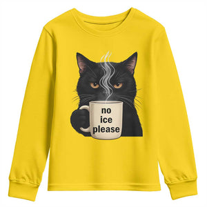 No Ice Please Youth Sweatshirt Funny Black Cat Anti ICE Meme TS14 Daisy Print Your Wear