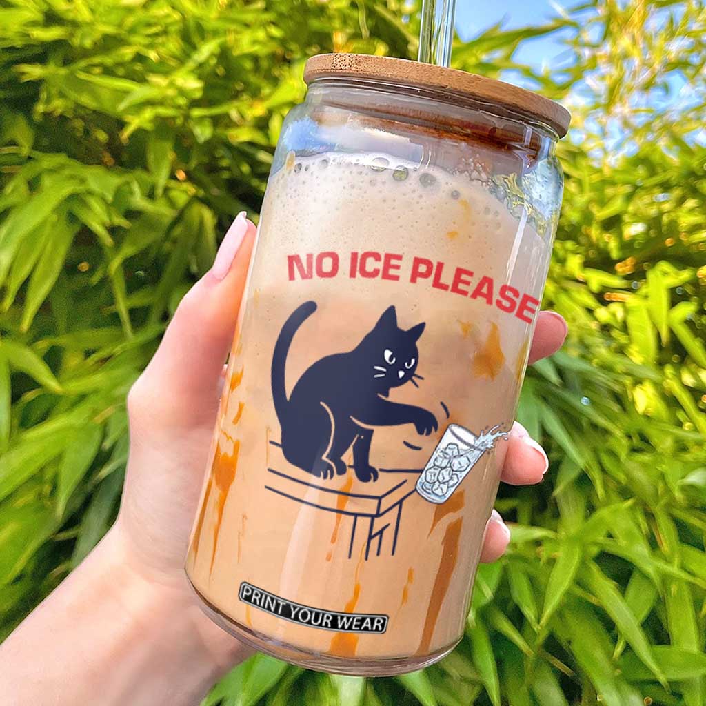 No Ice Please Glass Can Funny Cat Anti ICE Meme TS14 White Print Your Wear