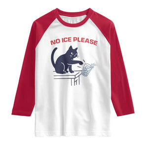 No Ice Please Raglan Shirt - Funny Cat Anti ICE Immigration Meme Humor Tee TS14 White Red Print Your Wear