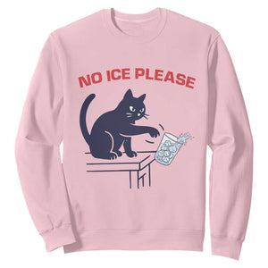 No Ice Please Sweatshirt Funny Cat Anti ICE Meme TS14 Light Pink Print Your Wear
