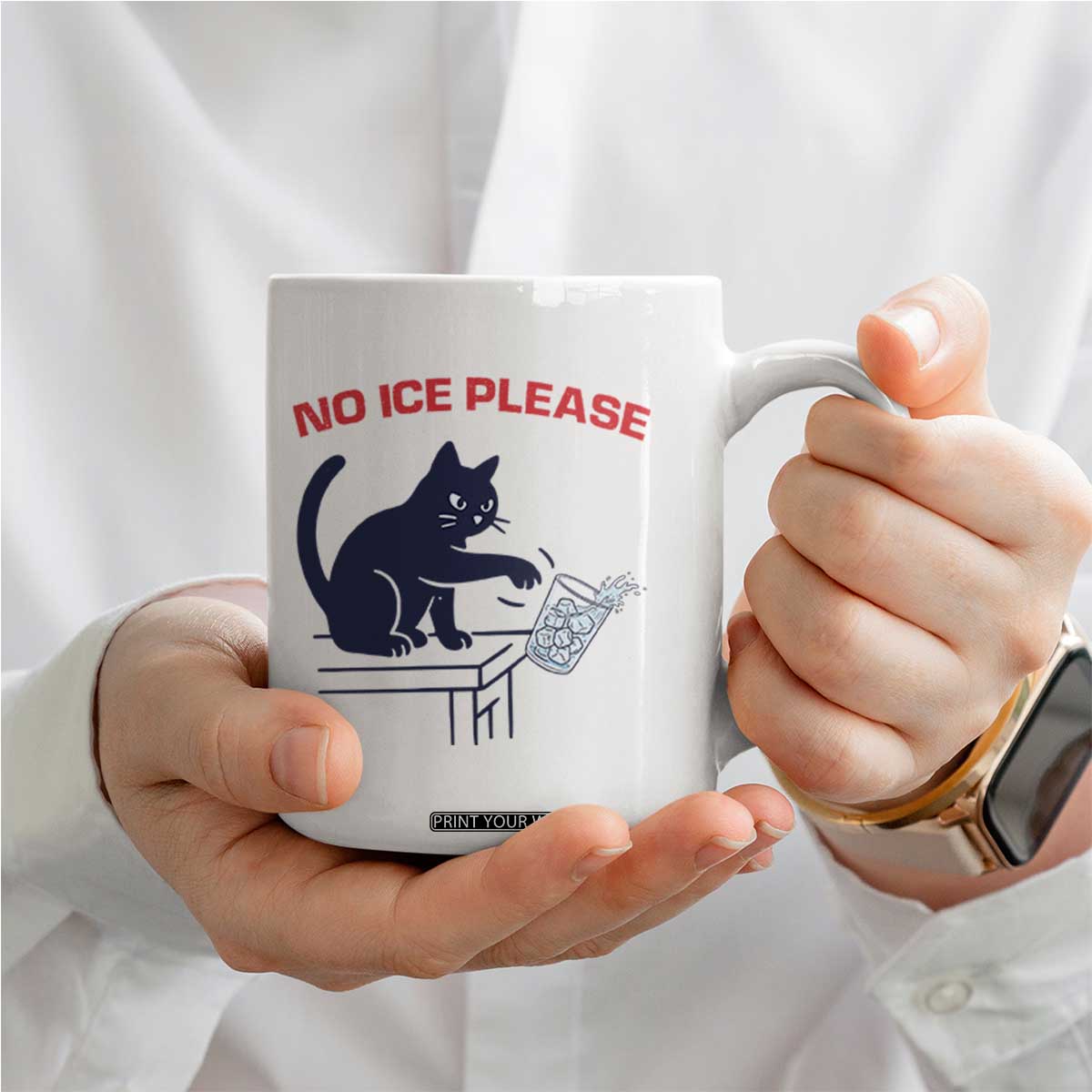 No Ice Please Coffee Mug Funny Cat Anti ICE Meme TS14 Print Your Wear