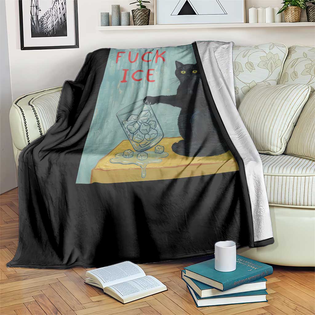 No Ice Please Throw Blanket Funny Cat Anti ICE Artist Meme TS14 Print Your Wear