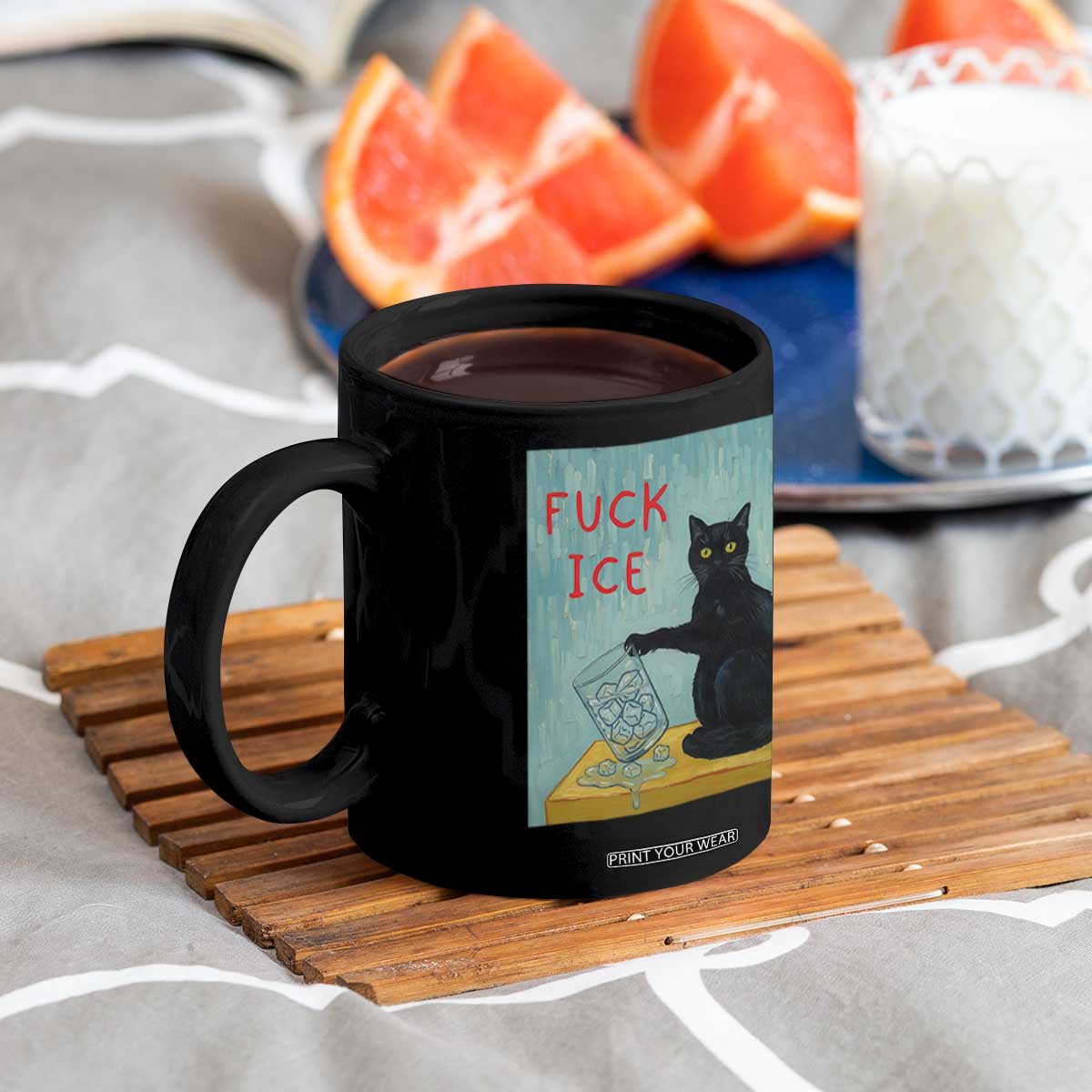 No Ice Please Coffee Mug Funny Cat Anti ICE Artist Meme TS14 Print Your Wear