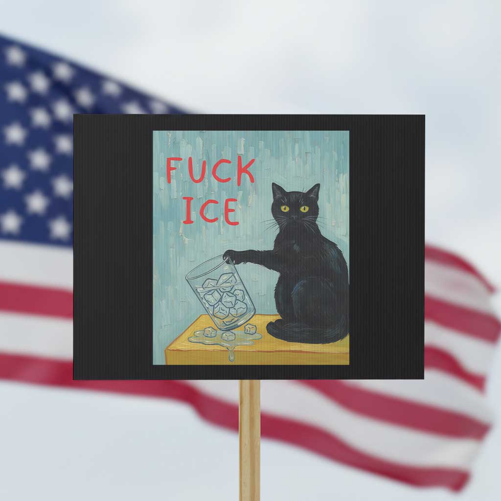No Ice Please Protest Sign Funny Cat Anti ICE Artist Meme TS14 Horizontal 18