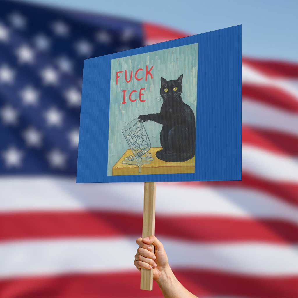 No Ice Please Protest Sign Funny Cat Anti ICE Artist Meme TS14 Horizontal 18