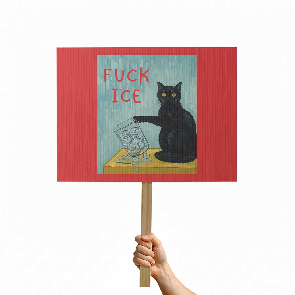 No Ice Please Protest Sign Funny Cat Anti ICE Artist Meme TS14 Horizontal 18