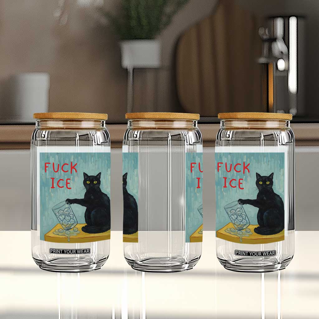 No Ice Please Glass Can Funny Cat Anti ICE Artist Meme TS14 Print Your Wear
