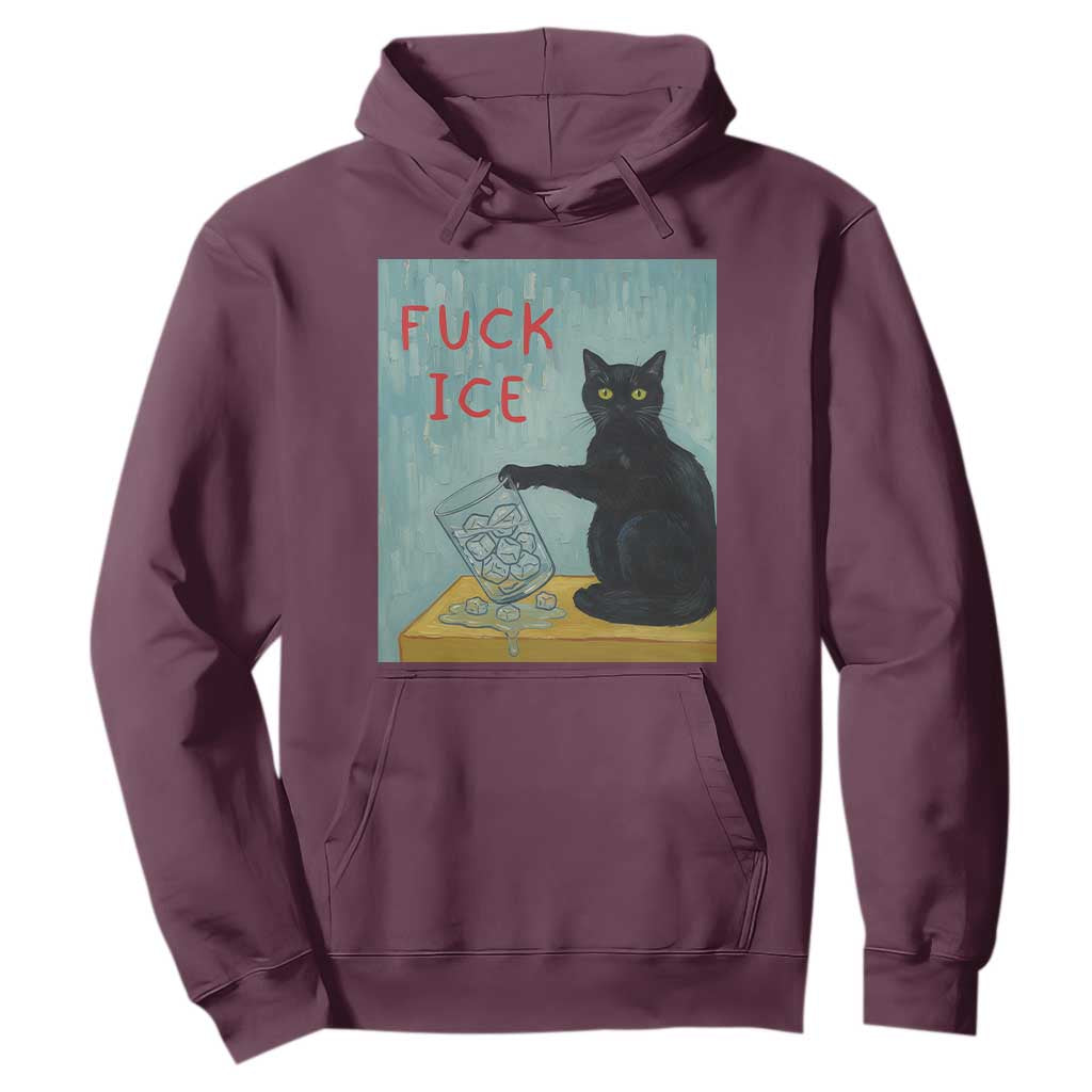 No Ice Please Hoodie Funny Cat Anti ICE Artist Meme TS14 Maroon Print Your Wear