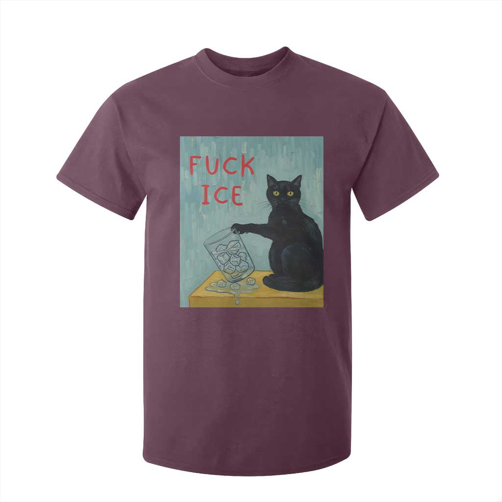 No Ice Please T Shirt For Kid Funny Cat Anti ICE Artist Meme TS14 Maroon Print Your Wear