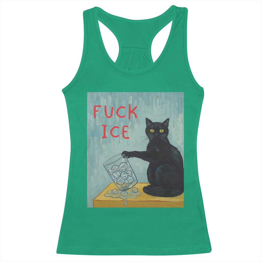 No Ice Please Racerback Tank Top Funny Cat Anti ICE Artist Meme TS14 Irish Green Print Your Wear