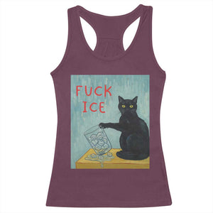 No Ice Please Racerback Tank Top Funny Cat Anti ICE Artist Meme TS14 Maroon Print Your Wear