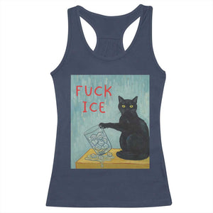 No Ice Please Racerback Tank Top Funny Cat Anti ICE Artist Meme TS14 Navy Print Your Wear