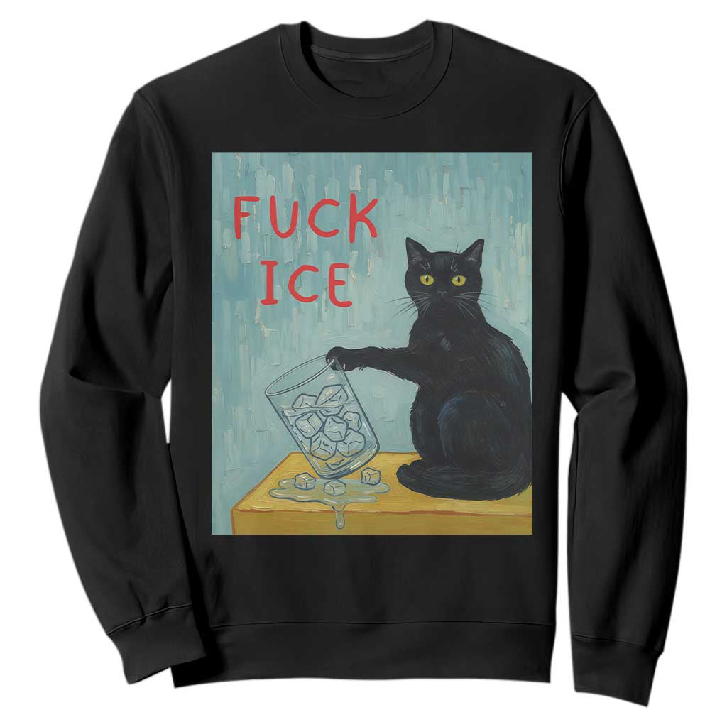 No Ice Please Sweatshirt Funny Cat Anti ICE Artist Meme TS14 Black Print Your Wear