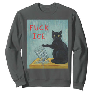 No Ice Please Sweatshirt Funny Cat Anti ICE Artist Meme TS14 Dark Heather Print Your Wear