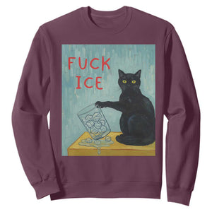 No Ice Please Sweatshirt Funny Cat Anti ICE Artist Meme TS14 Maroon Print Your Wear