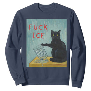 No Ice Please Sweatshirt Funny Cat Anti ICE Artist Meme TS14 Navy Print Your Wear
