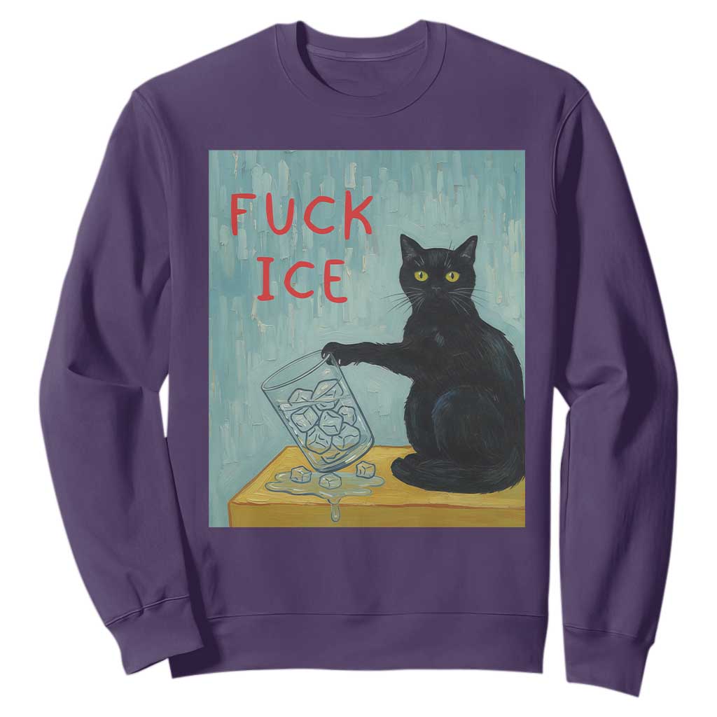 No Ice Please Sweatshirt Funny Cat Anti ICE Artist Meme TS14 Purple Print Your Wear