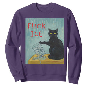 No Ice Please Sweatshirt Funny Cat Anti ICE Artist Meme TS14 Purple Print Your Wear
