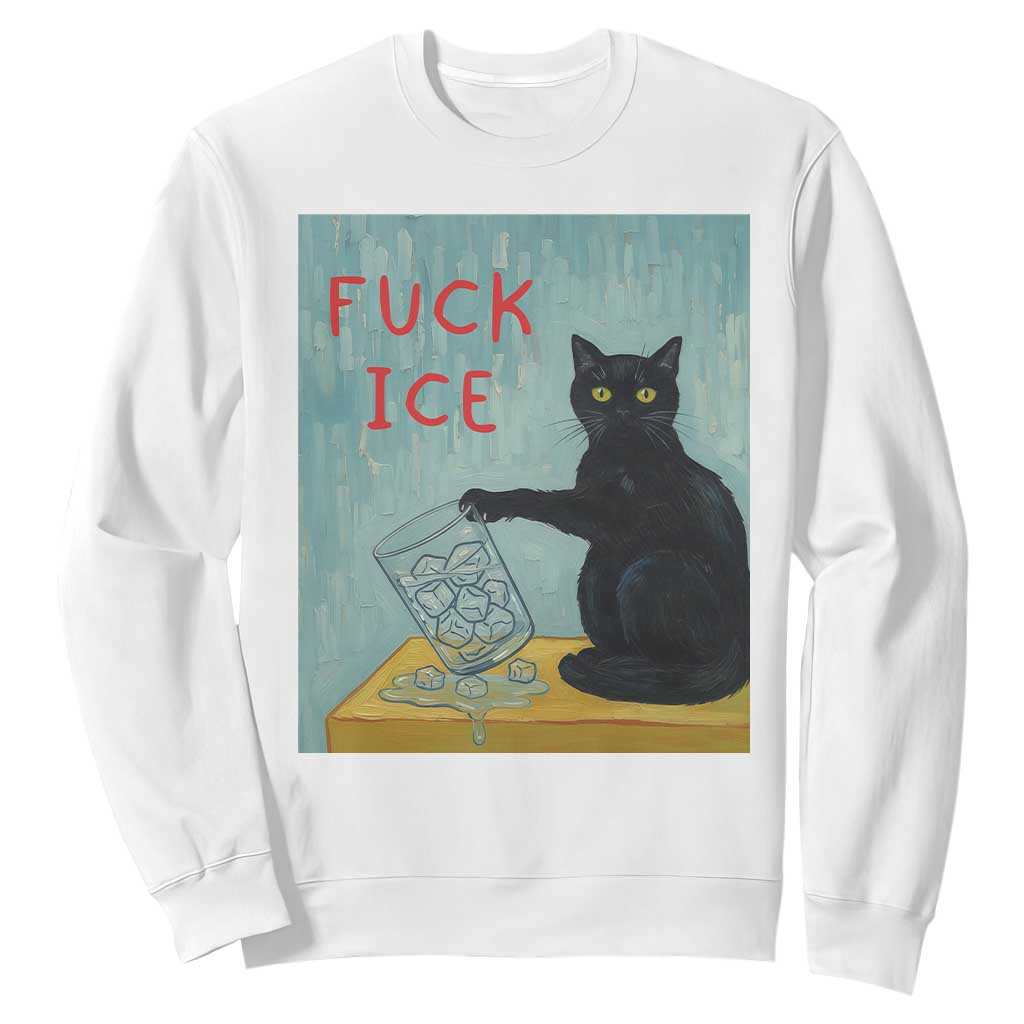 No Ice Please Sweatshirt Funny Cat Anti ICE Artist Meme TS14 White Print Your Wear