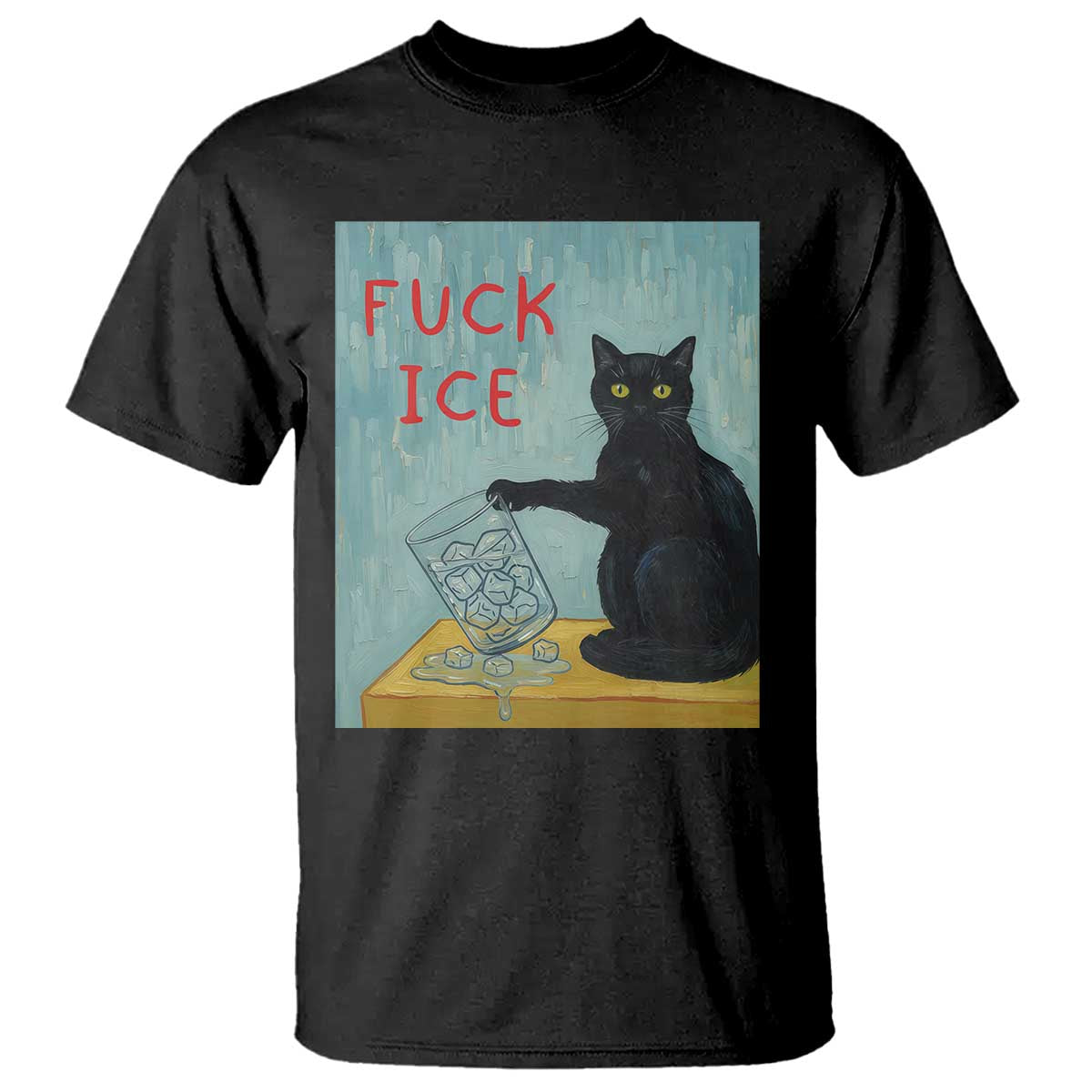 No Ice Please T Shirt Funny Cat Anti ICE Artist Meme TS14 Black Print Your Wear