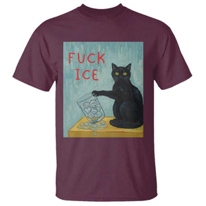 No Ice Please T Shirt Funny Cat Anti ICE Artist Meme TS14 Maroon Print Your Wear