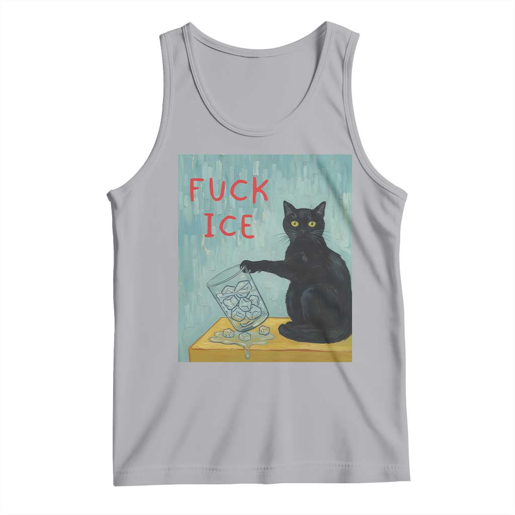 No Ice Please Tank Top Funny Cat Anti ICE Artist Meme TS14 Athletic Heather Print Your Wear