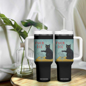 No Ice Please Tumbler With Handle Funny Cat Anti ICE Artist Meme TS14 Print Your Wear