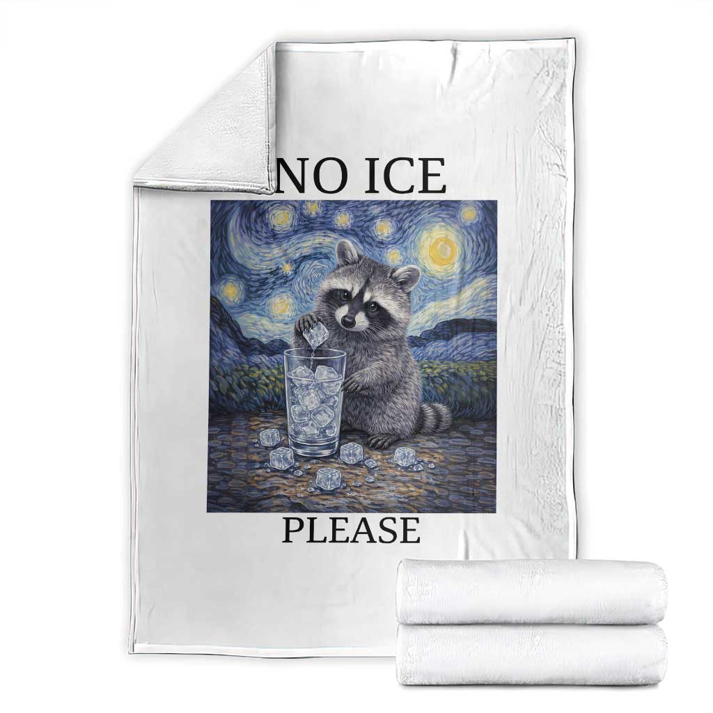 No Ice Please Throw Blanket Starry Night Raccoon Trash Panda Anti ICE Meme TS14 White Print Your Wear