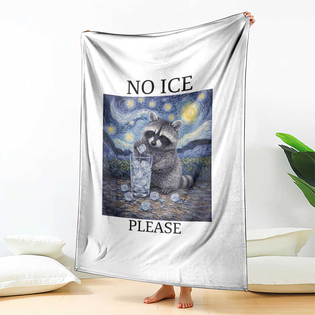 No Ice Please Throw Blanket Starry Night Raccoon Trash Panda Anti ICE Meme TS14 Print Your Wear