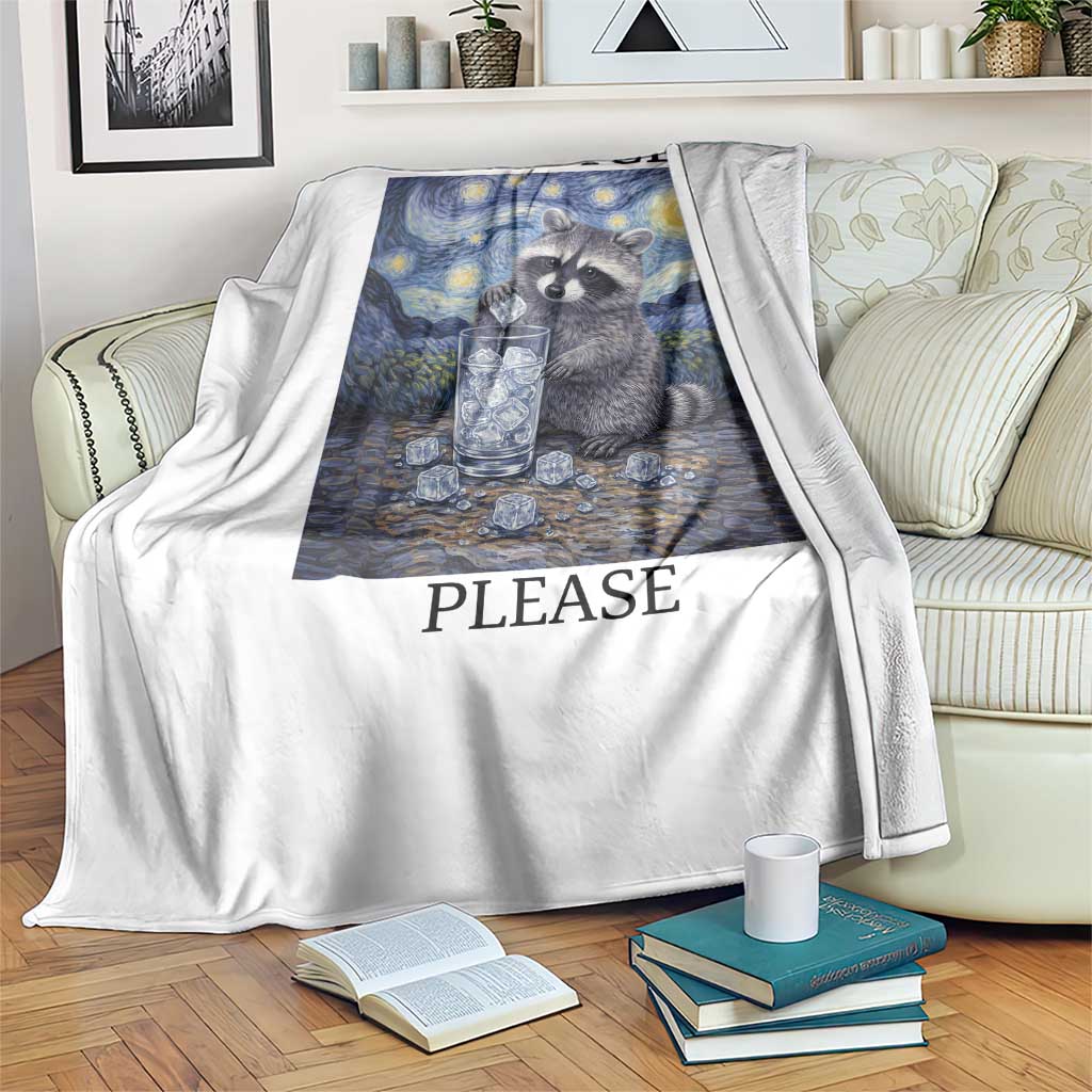 No Ice Please Throw Blanket Starry Night Raccoon Trash Panda Anti ICE Meme TS14 Print Your Wear