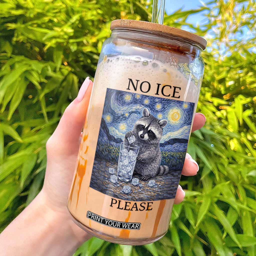 No Ice Please Glass Can Starry Night Raccoon Trash Panda Anti ICE Meme TS14 White Print Your Wear