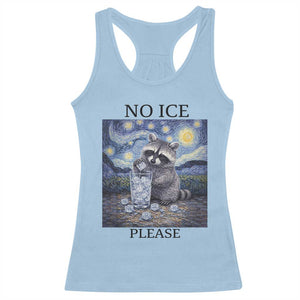 No Ice Please Racerback Tank Top Starry Night Raccoon Trash Panda Anti ICE Meme TS14 Light Blue Print Your Wear