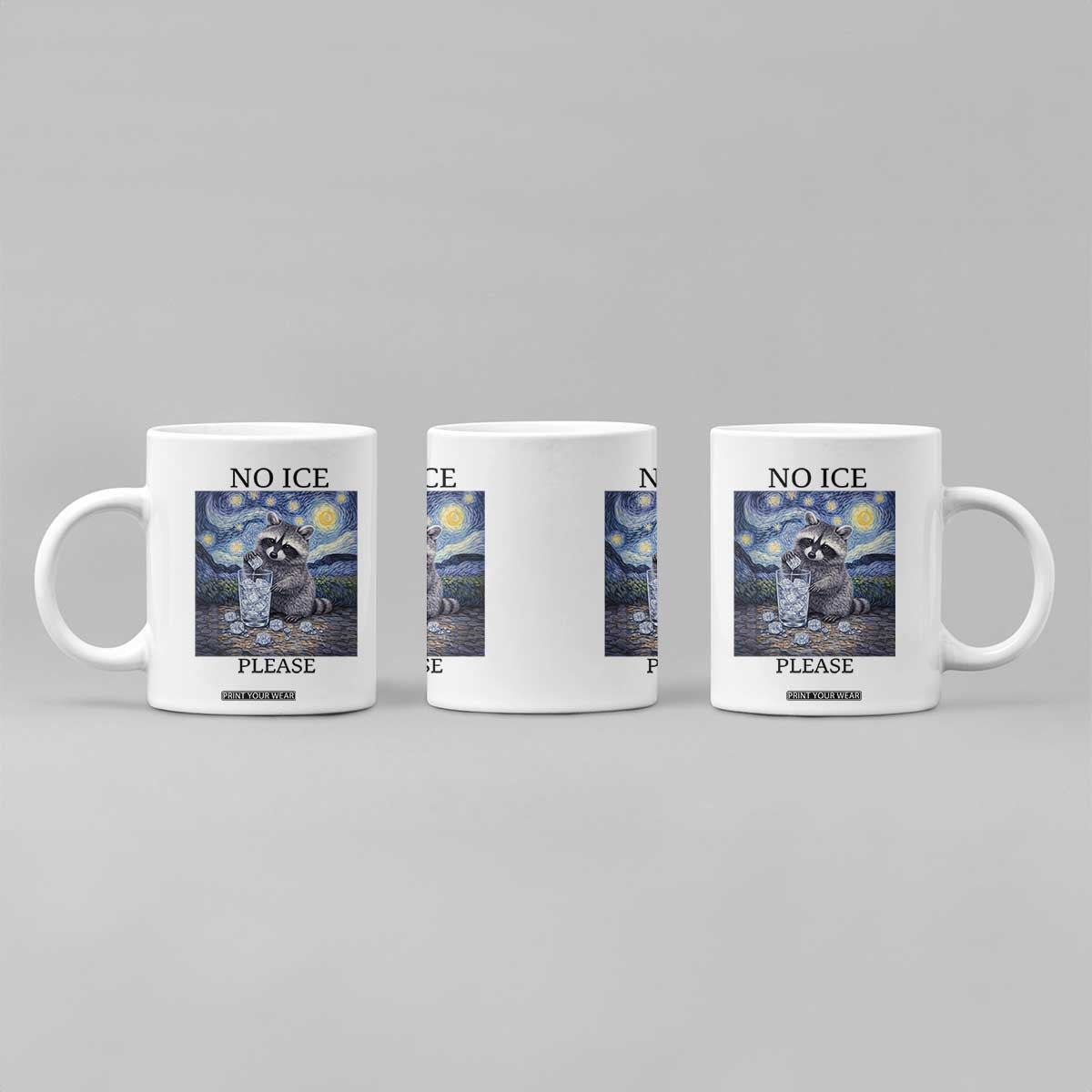 No Ice Please Coffee Mug Starry Night Raccoon Trash Panda Anti ICE Meme TS14 Print Your Wear