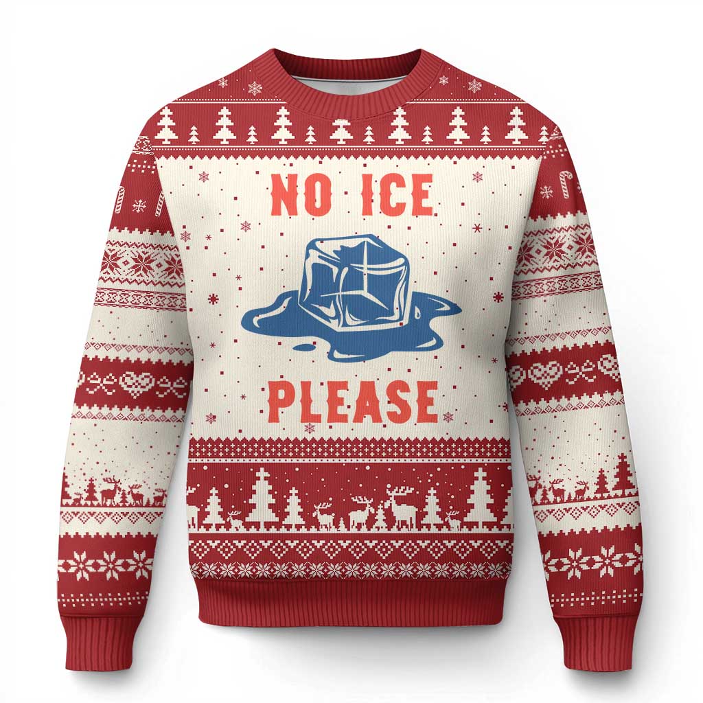 No Ice Please Ugly Christmas Sweater Funny Ice Cube Anti ICE Deportation Human Rights TS14 Beige Red Print Your Wear