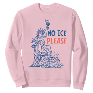 No Ice Please Sweatshirt Funny Statue of Liberty Anti ICE Deportation Human Rights TS14 Light Pink Print Your Wear