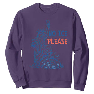 No Ice Please Sweatshirt Funny Statue of Liberty Anti ICE Deportation Human Rights TS14 Purple Print Your Wear