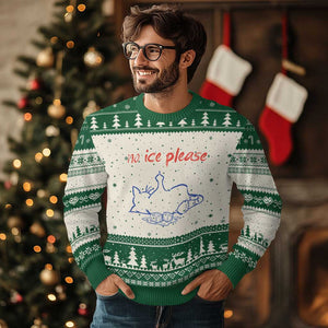 No Ice Please Ugly Christmas Sweater Funny Cat Anti ICE Deportation Human Rights TS14 Beige Green Print Your Wear
