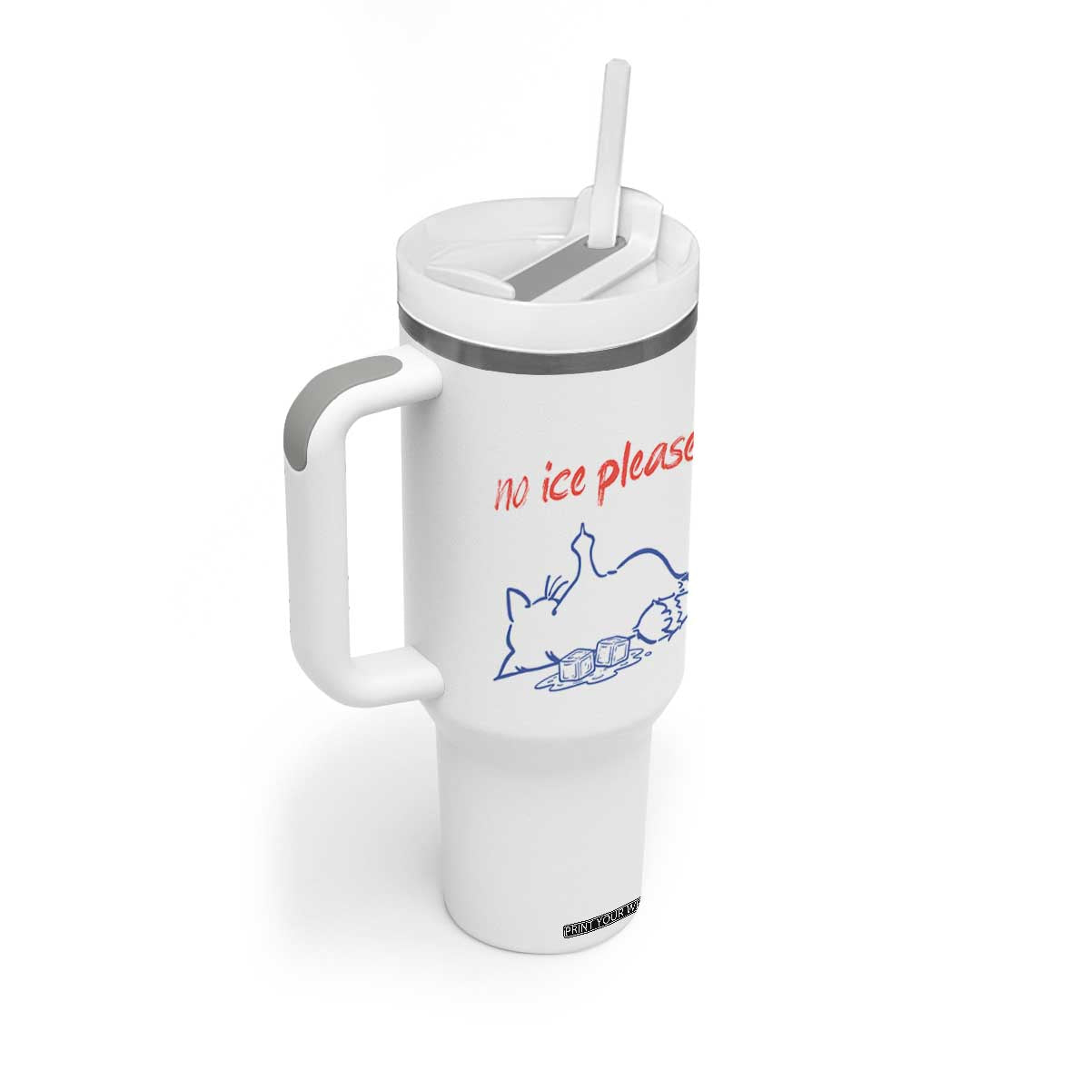 No Ice Please Tumbler With Handle Funny Cat Anti ICE Deportation Human Rights TS14 Print Your Wear