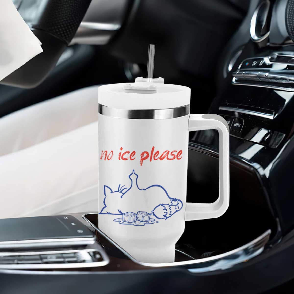 No Ice Please Tumbler With Handle Funny Cat Anti ICE Deportation Human Rights TS14 Print Your Wear